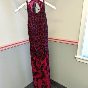 Burgundy/black sequin formal gown, Sz 6